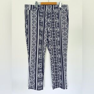 Hot Kiss Black White Geometric Leggings High Rise Stretch Pull On Size 2X